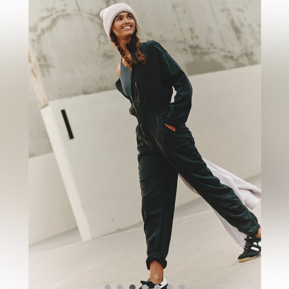 Free People Front Row One Piece Black Jumpsuit NWOT